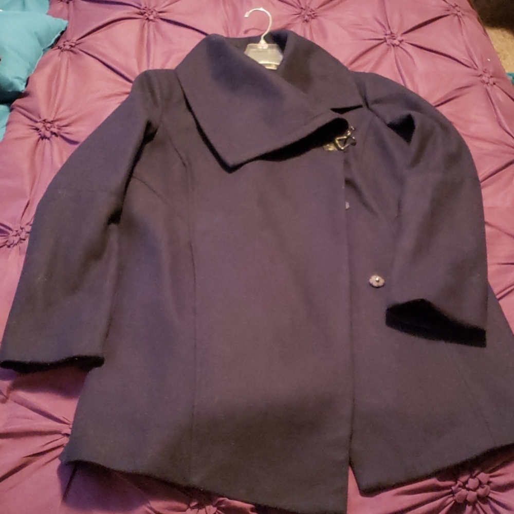 Navy blue wool coat